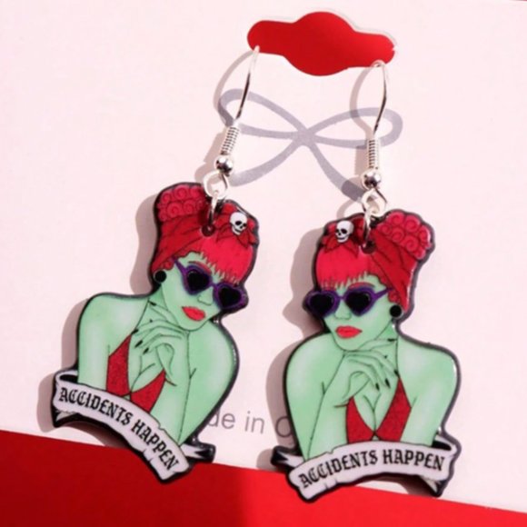 🧿 2 for $25 🧿 Beetlejuice - Miss Argentina "Accidents Happen" Acrylic Earrings - Picture 2 of 8